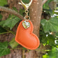 Orange Leather Heart Keyring