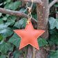 Orange Leather Star Keyring