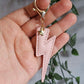 Pale Pink Lightning Bolt Leather Keyring
