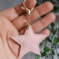 Pale Pink Leather Star Keyring