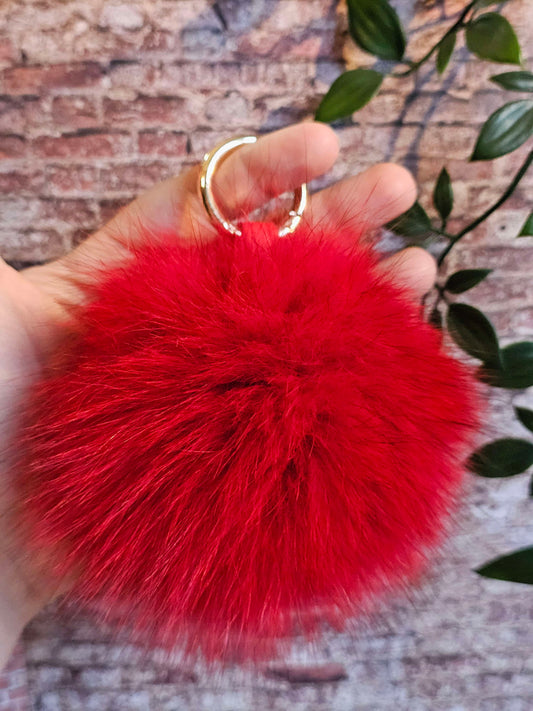 Red 12cm Longhair Pom Pom