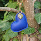 Royal Blue Leather Heart Keyring