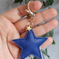 Royal Blue Leather Star Keyring