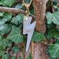 Silver Lightning Bolt Leather Keyring
