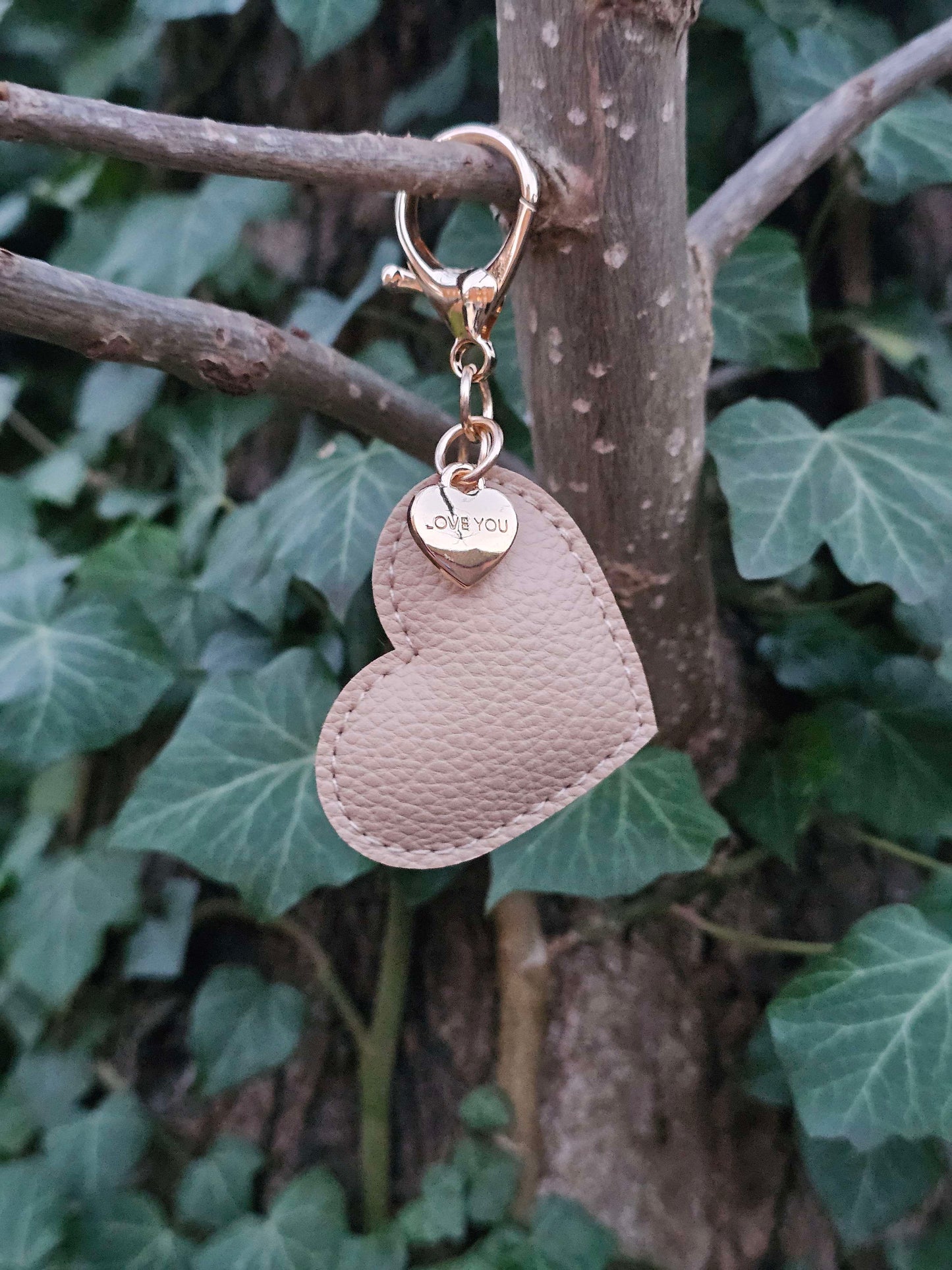 Toffee Leather Heart Keyring