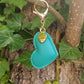 Turquoise Leather Heart Keyring