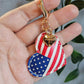 USA Leather Heart Keyring