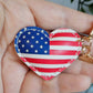 USA Leather Heart Keyring