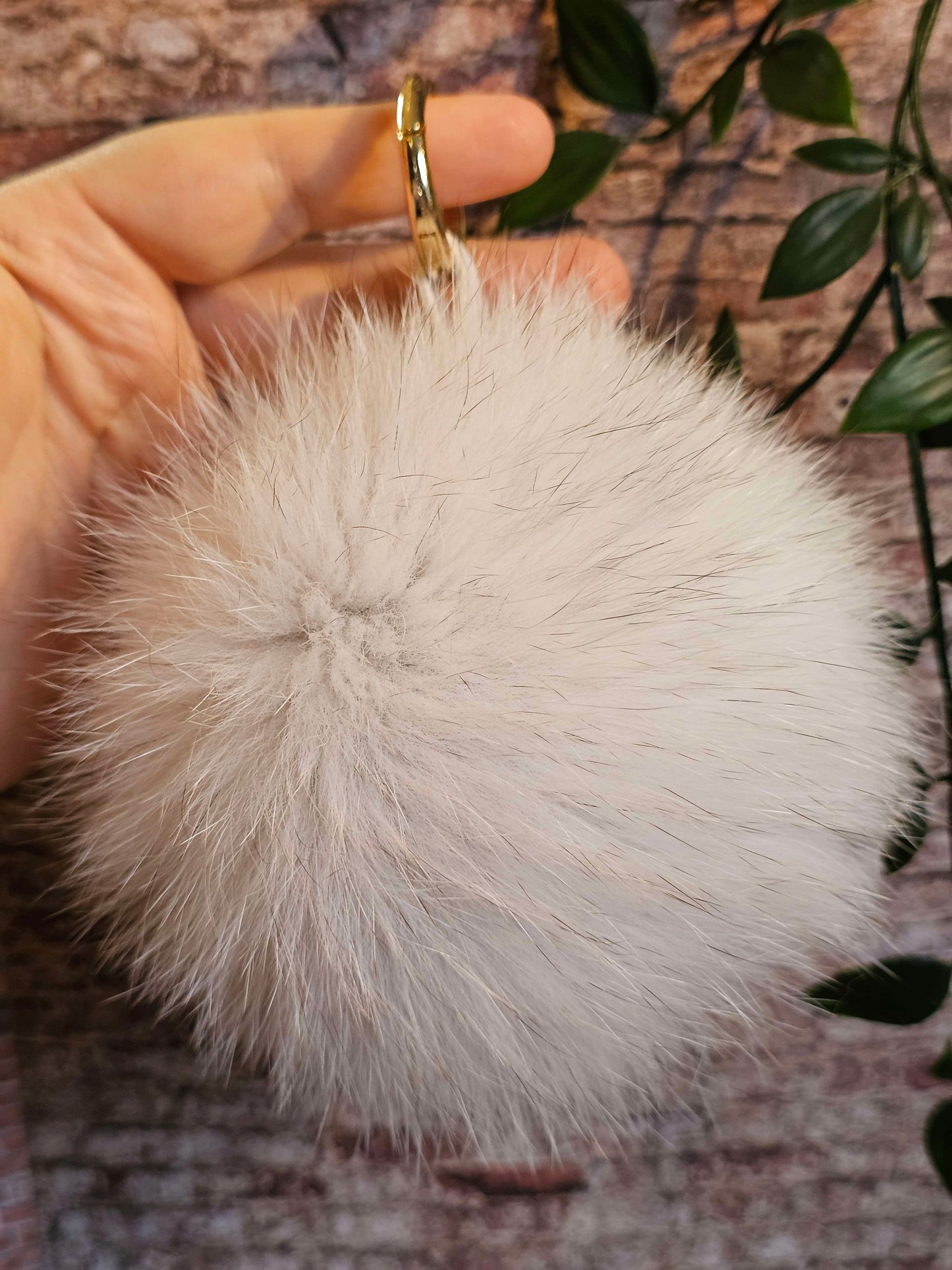 White Fox 12cm Longhair Pom Pom