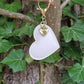 White Leather Heart Keyring