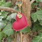 Wine Leather Heart Keyring