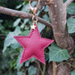 Wine Leather Star Keyring