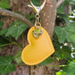 Yellow Leather Heart Keyring