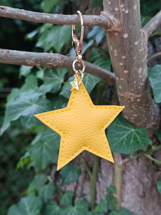 Yellow Leather Star Keyring